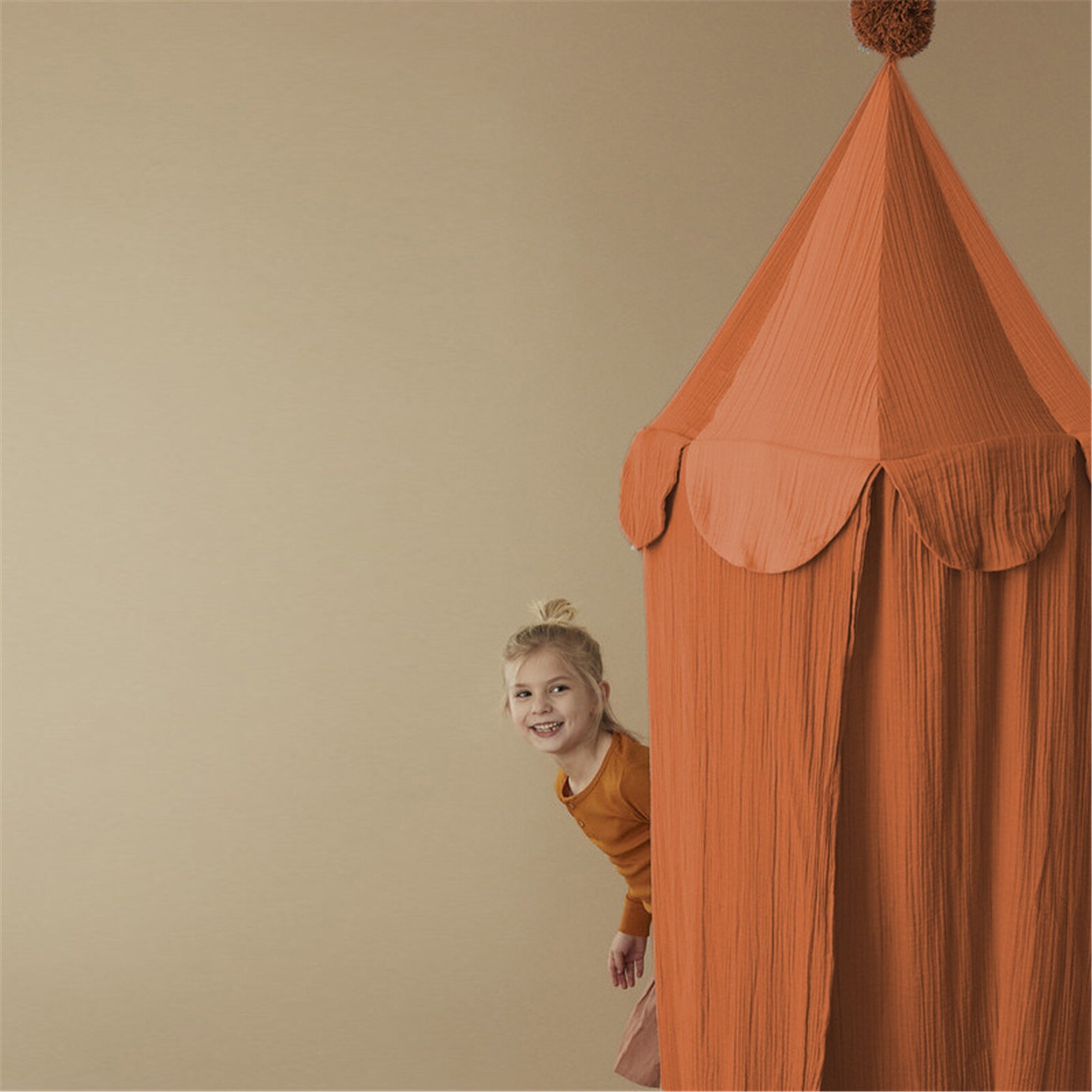 Kids Bed Hemelbed Gordijnen Meisje Prinses Ronde Dome Canopy Baby Crib Cot Opknoping Tent Kinderen Spelen Tent Huis Kamer decoratie