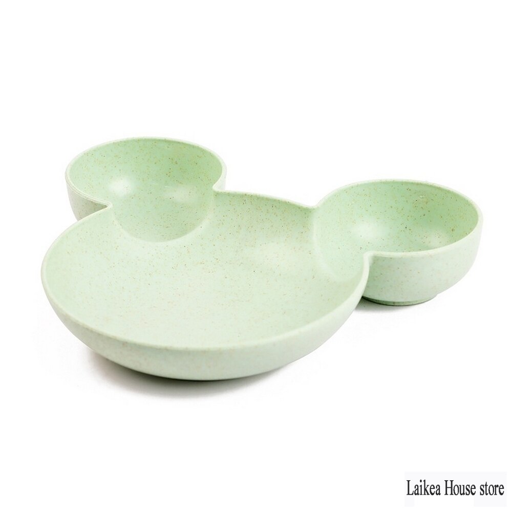 Assiette à dîner en paille pour enfants, dessin animé, vaisselle pour enfants fendue assiette à dîner, mignon et vaisselle ménagère assiette bébé assiette petit déjeuner: green