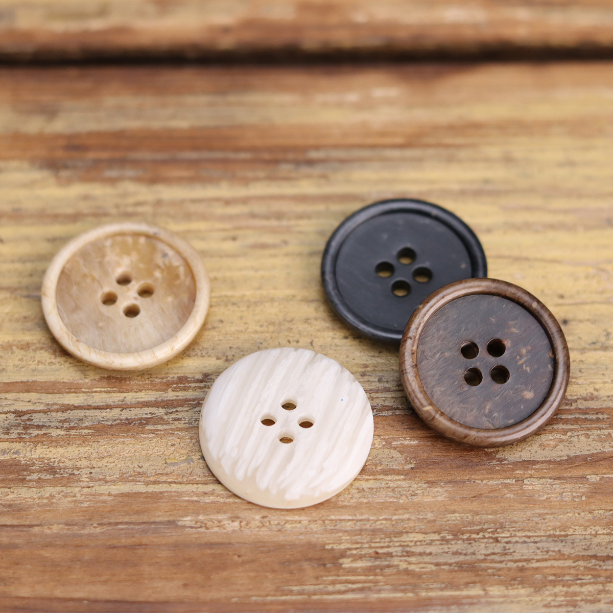 Wood Immitation Polyester Buttons For Casual Clothing Series Sweater Uniform Pants Classic White Suit Coat Button For Knit