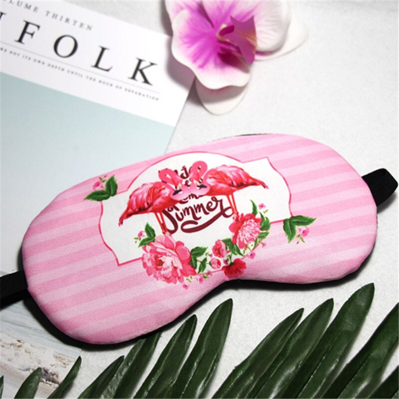 Máscara antifaz para dormir para niños, Parche de algodón para los ojos, bonita cubierta para los ojos, banda de descanso ojo, ayuda para dormir: Pink Flamingo