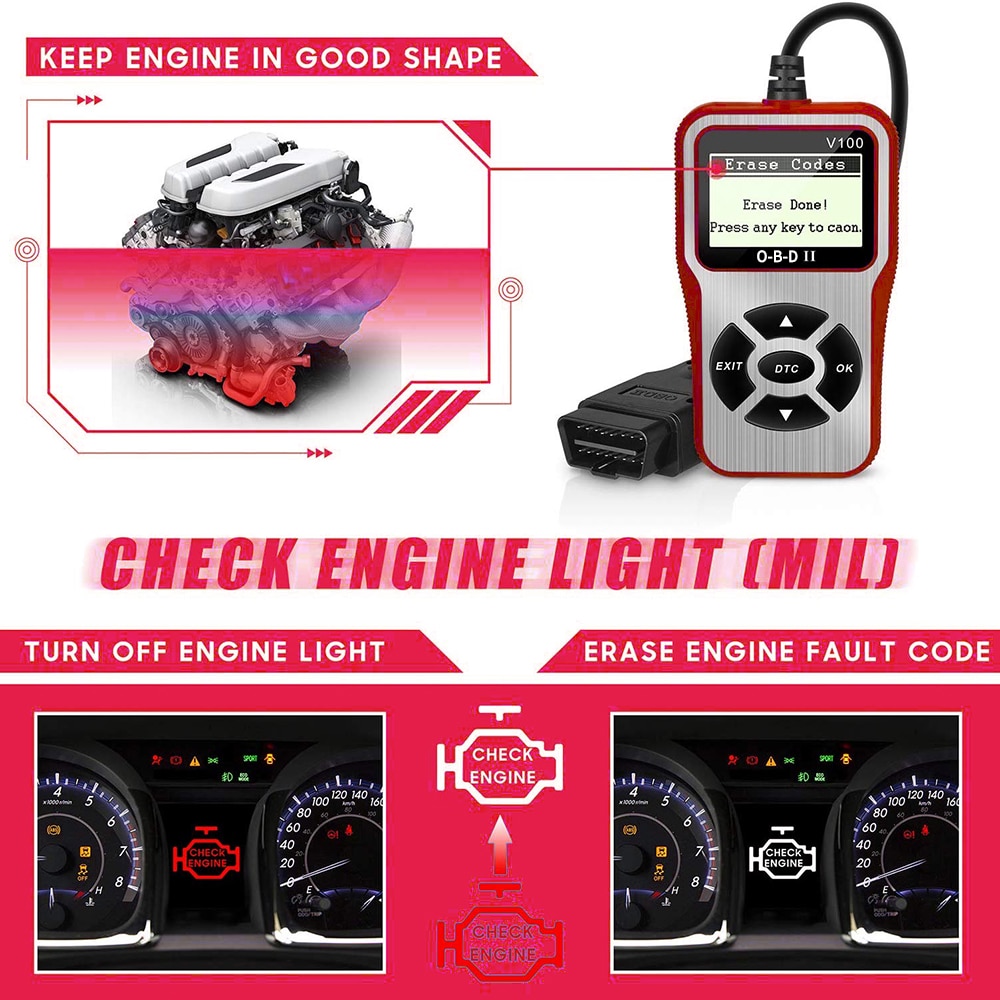 Universal O-B-D II Scanner Car Engine Fault Code Reader E-O-B-D O-B-D 2 Car Diagnosis Scanner for O-B-D II Protocol Cars