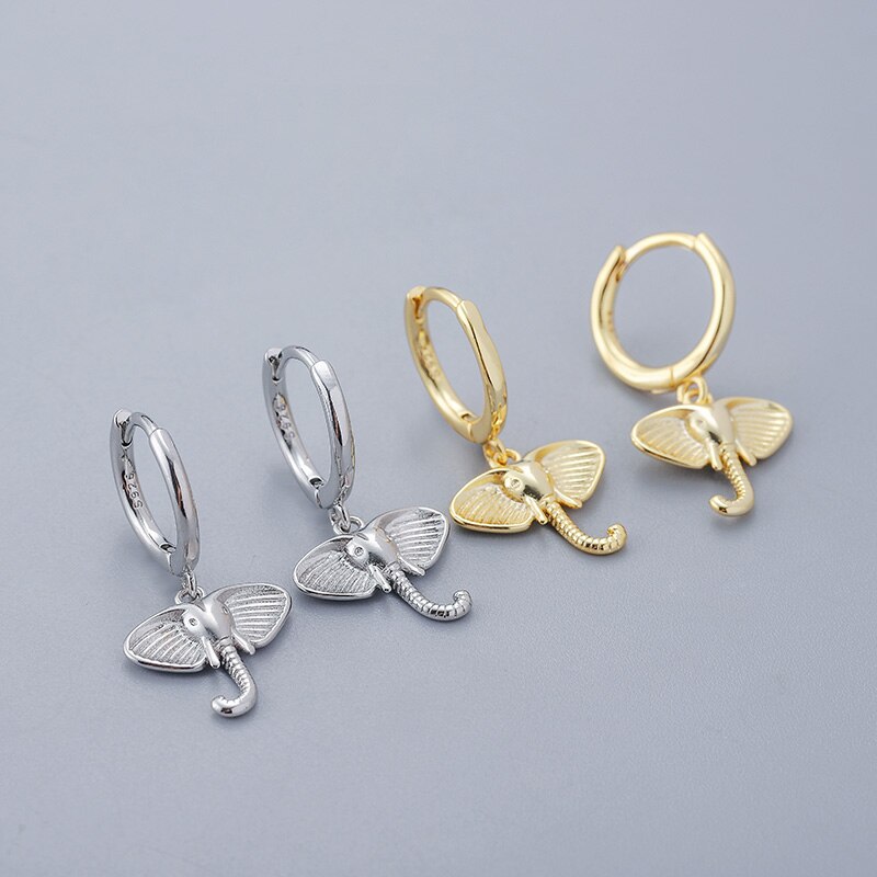 Zilver Kleur Olifant Hoepel Oorbellen Vrouwelijke Eenvoudige Leuke Etnische Stijl Sieraden