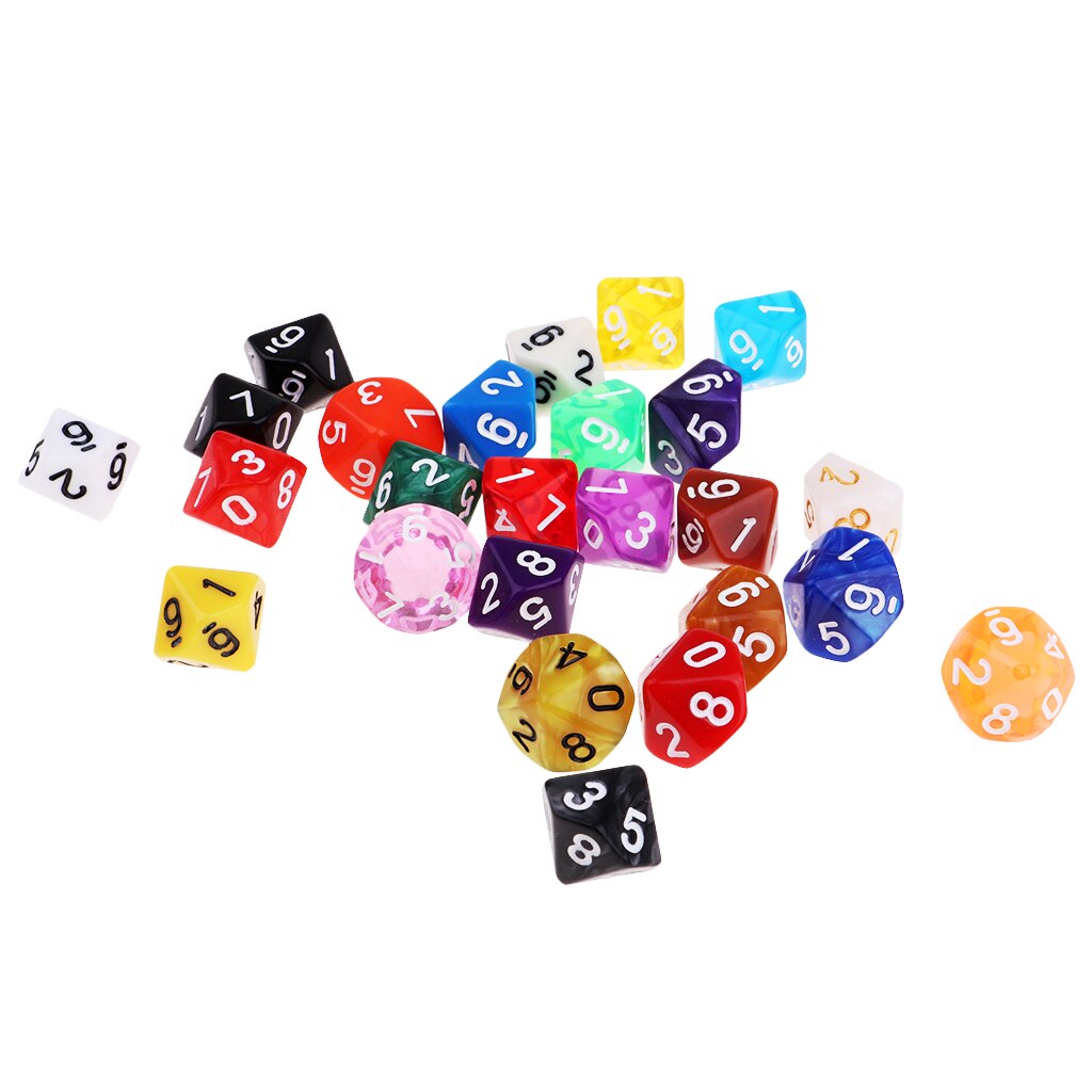 25x Acryl Polyhedral Würfel D10 TRPG Spielzeug für Tisch Spiel