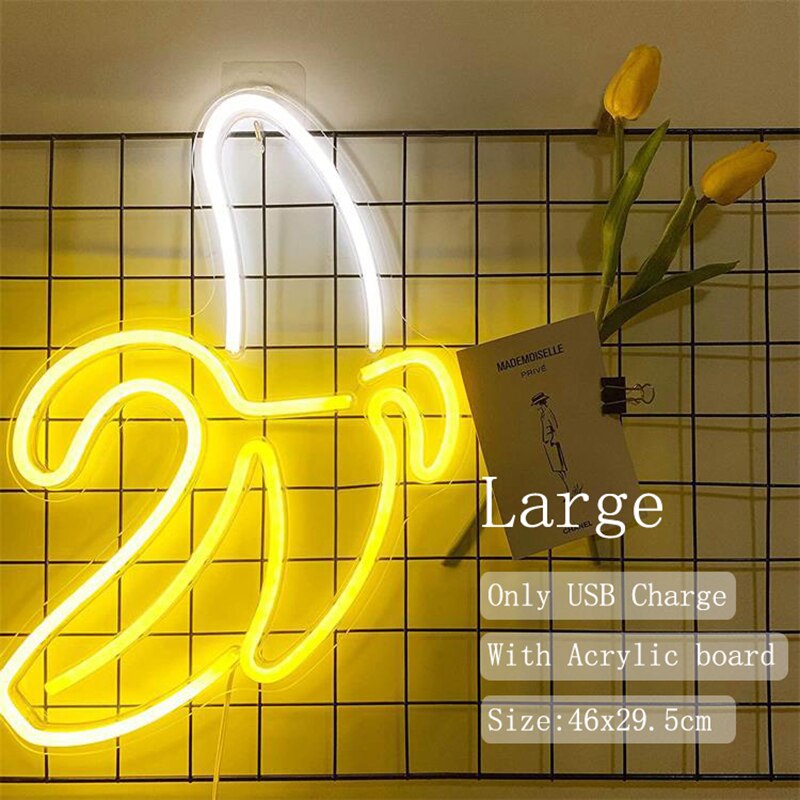 Wanxing Banaan Led Neon Light Sign Usb Batterij Aangedreven Muur Neon Verlichting Voor Slaapkamer Party Decoratie Nacht Lamp: Large acrylic