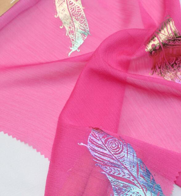 Dancing Dress Cosplay Chiffon Fabric Crepe Thin Magic Feather Fabric Cosplay Sewing Bronzing Wedding Costume DIY: 1 fuschia