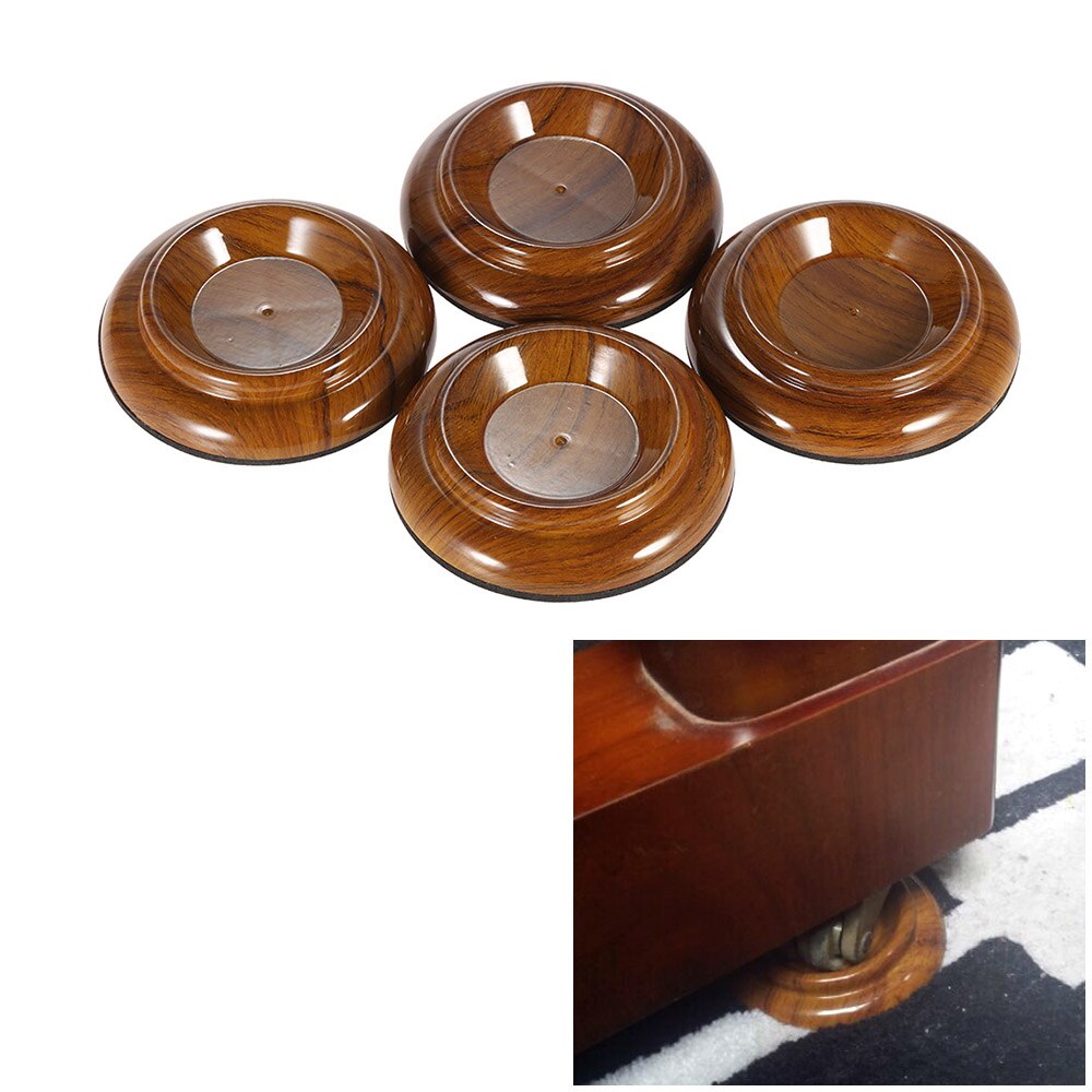 4 stuks ronde dubbele acryl staande piano wieltjes met palissandermotief en eva antislipmat