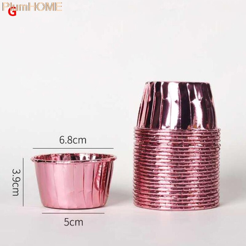 50Pcs Large 5039 Aluminum Foil Wrapper Paper Gold Cupcake Liner Baking Cup Muffin Cupcake: ZXHG1997-G