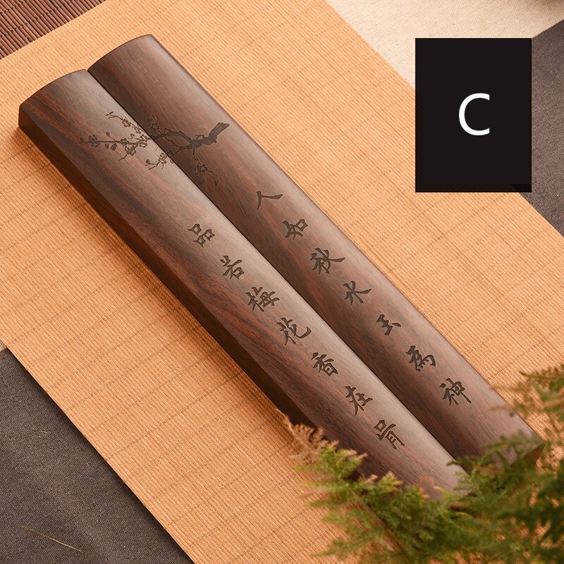 Paperweights Chinese Brush Calligraphy Painting Wooden Paperweights Classical Carving Crafts Black Catalpa Wood Paperweight: C