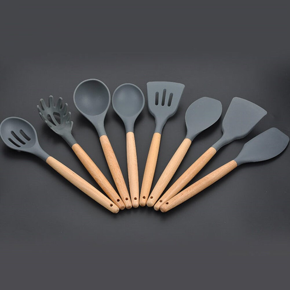 Keuken Kookgerei Spatel Non-Stick Siliconen Spaghetti Gereedschap Houten Handvat Met Opbergdoos Keuken Gebruiksvoorwerp Set