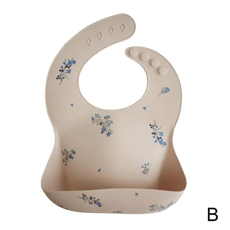 Ins Stijl Print Baby Slabbetjes Babyvoeding Stuff Leuke Patroon Kids Meisje Jongen Peuter Waterdichte Zachte Siliconen Verstelbare Kinderen Bib: Lilac flowers