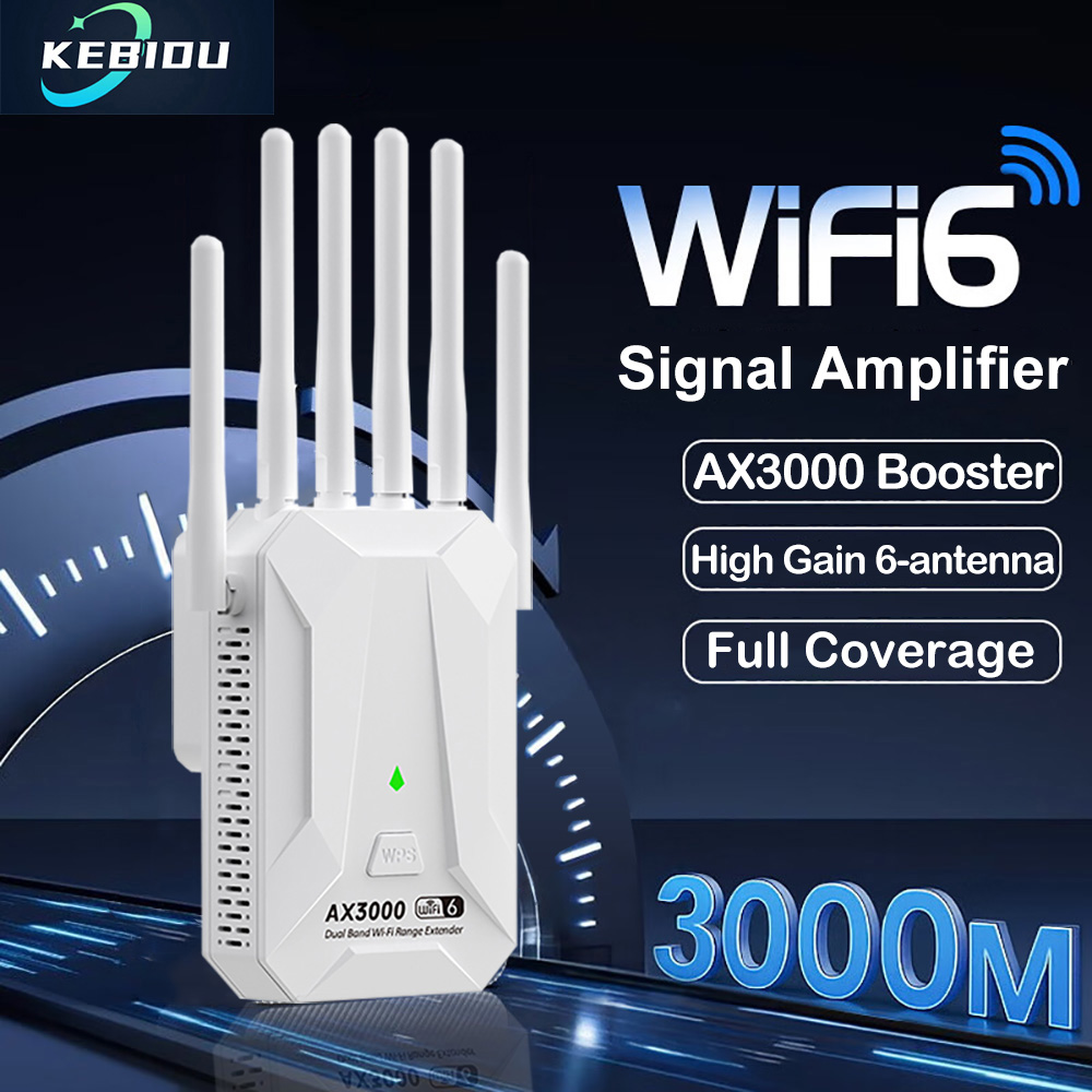 3000Mbps WiFi 6 Repeater WiFi Amplifier Network Expander Router Power Extender Booster 2.4G 5G 6 Antenna for Router Home Office