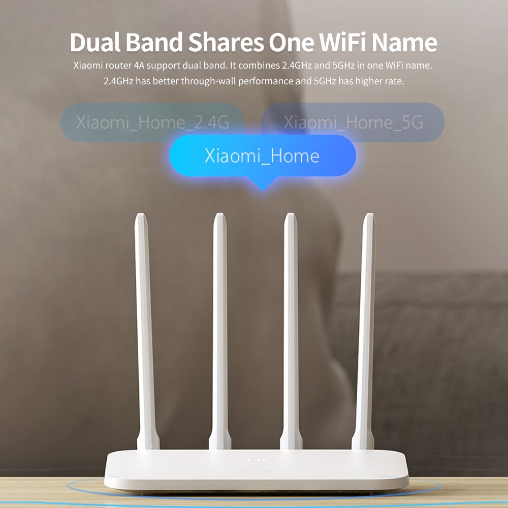 Xiaomi Router, 4A Gigabit Global Version For Big House US Plug 2.4GHz 5GHz WiFi 1167Mbps WiFi Repeater High Gain 4 Antennas