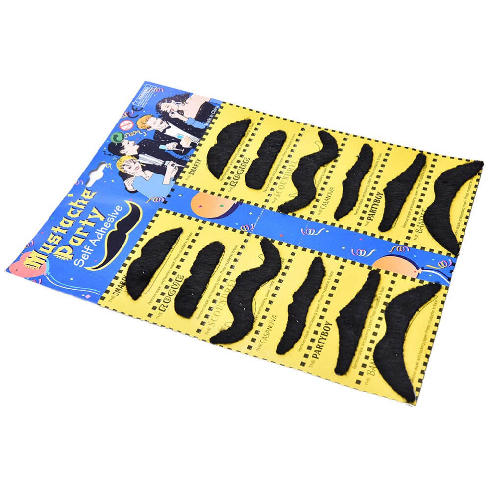 Czarny 12 sztuk/paczka śmieszne sztuczna broda wąs impreza przebierana Halloween fałszywe wąsy wąsy