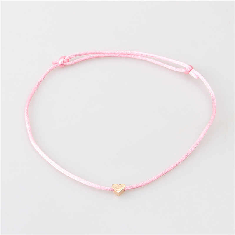 Romantische 1 Stück Einstellbare Gold Farbe Herz Einfache Faden Schnur Armbinde Für Frauen Männer Handgemachte Roten Faden Seil Schmuck: Rosa