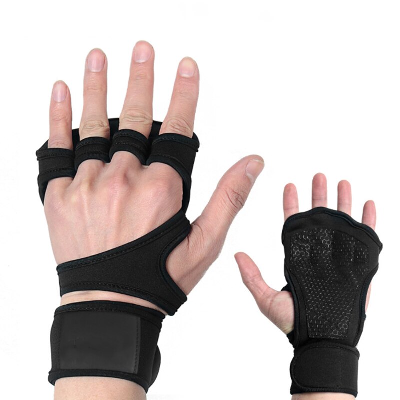 Guantes de Fitness para levantamiento de pesas con envolturas de muñeca Gel de silicona Palma protección completa gimnasio guantes de entrenamiento equipo de levantamiento de potencia