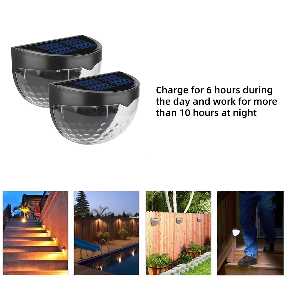 4Pcs/Set Solar Powered Sensor Wall Light Waterproof LED Solar Lamp Auto ON/OFF For Outdoor Pathway Garden Patio Fence Lamp H