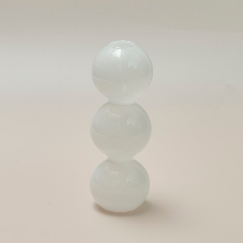 Vase à bulles de couleur Jade, petit support de fleurs, vases en verre, accessoires de décoration pour la maison pour le salon: White S