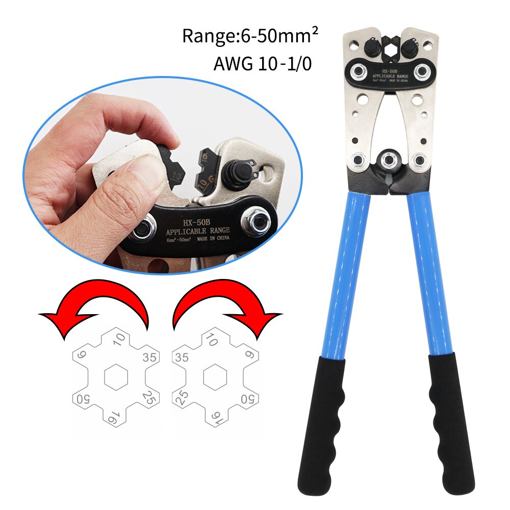 SC connector crimping tool 6-50mm2 Cable Lug Crimping Tools Hand Electrician Pliers 22-10 Tube Terminal Crimper
