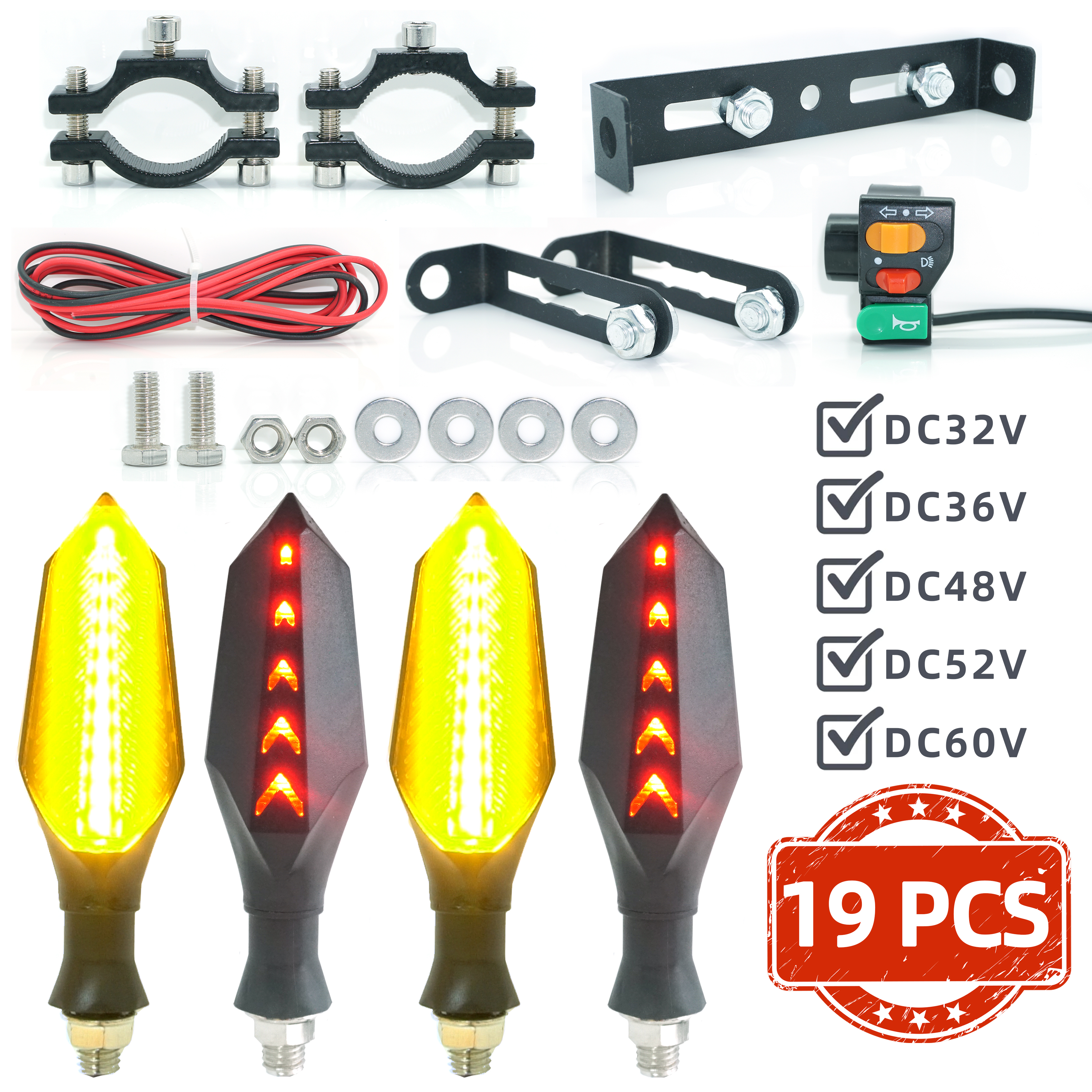 Elektrisk elcykel blinklys 12v 32v 48v 52v 60v blinklys strobe led-lys cykel motorcykel moto motorcykeltilbehør: Chokolade