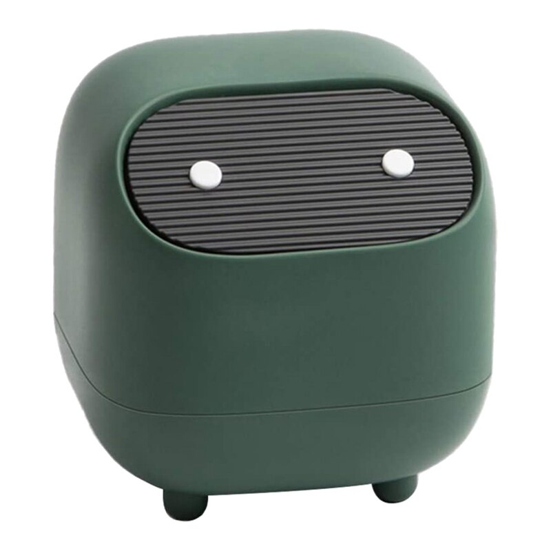 Mini Papelera para escritorio con tapa, organizador extraíble tipo prensa, Cubo de almacenamiento de escritorio: Green