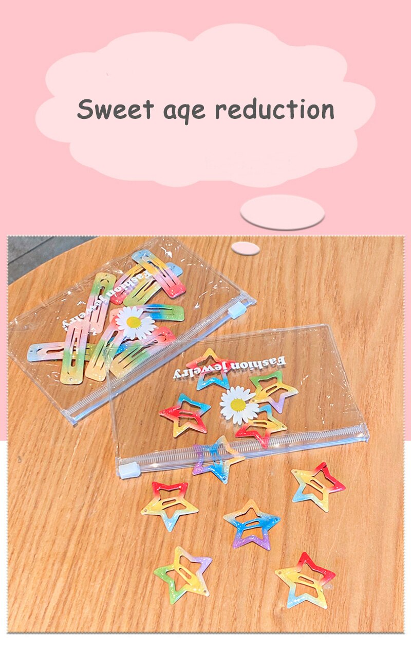 10Pcs/Lot Glitter Gradient Color Girls Baby Hairpins Hair Clips Kid Barrette Bobby Pins Headwear Children Accessory Baby BB Clip