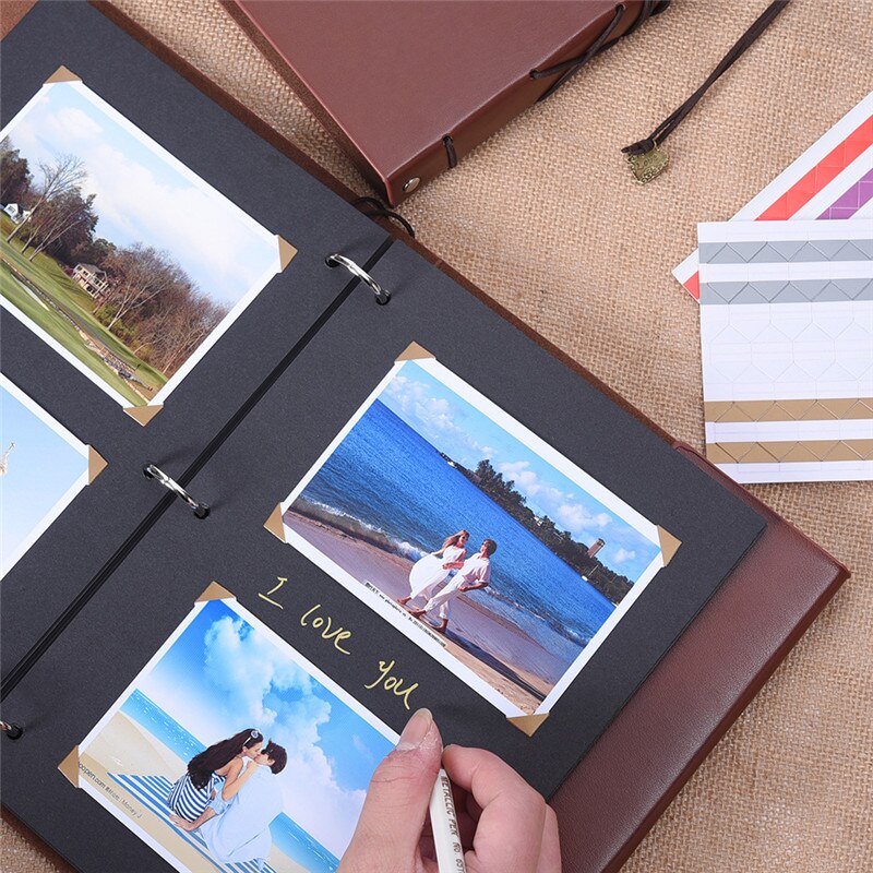 Album Photo Vintage en cuir PU, sculpté à la main, pour amoureux de photos de bébé, Scrapbook, artisanat en papier collant