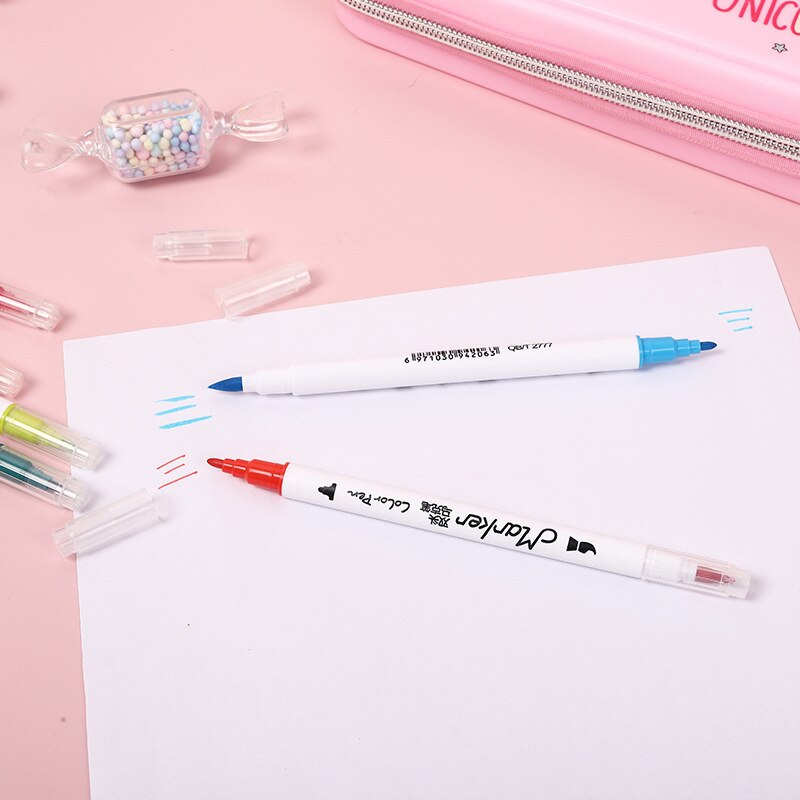 MOKEELO Water-based Double/Twin Headed Markers 12/24/36/48 Colors Sketch Anime Drawing Markers Art Markers Pen Stationery 990