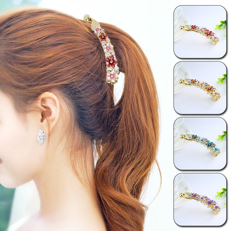 Nowe akcesoria Crystal Barrette Rhinestone spinka do włosów spinka do włosów spinka w kształcie Banana spinki do włosów dla kobiet akcesoria do włosów Hairgrip