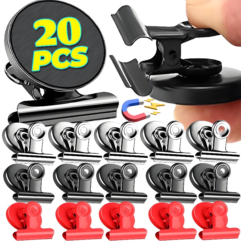 20/1PC Metal Magnetic Refrigerator Clips Magnet Grip Fridge Clips Heavy Duty Magnetic Clip for Whiteboard Magnets Photo Displays