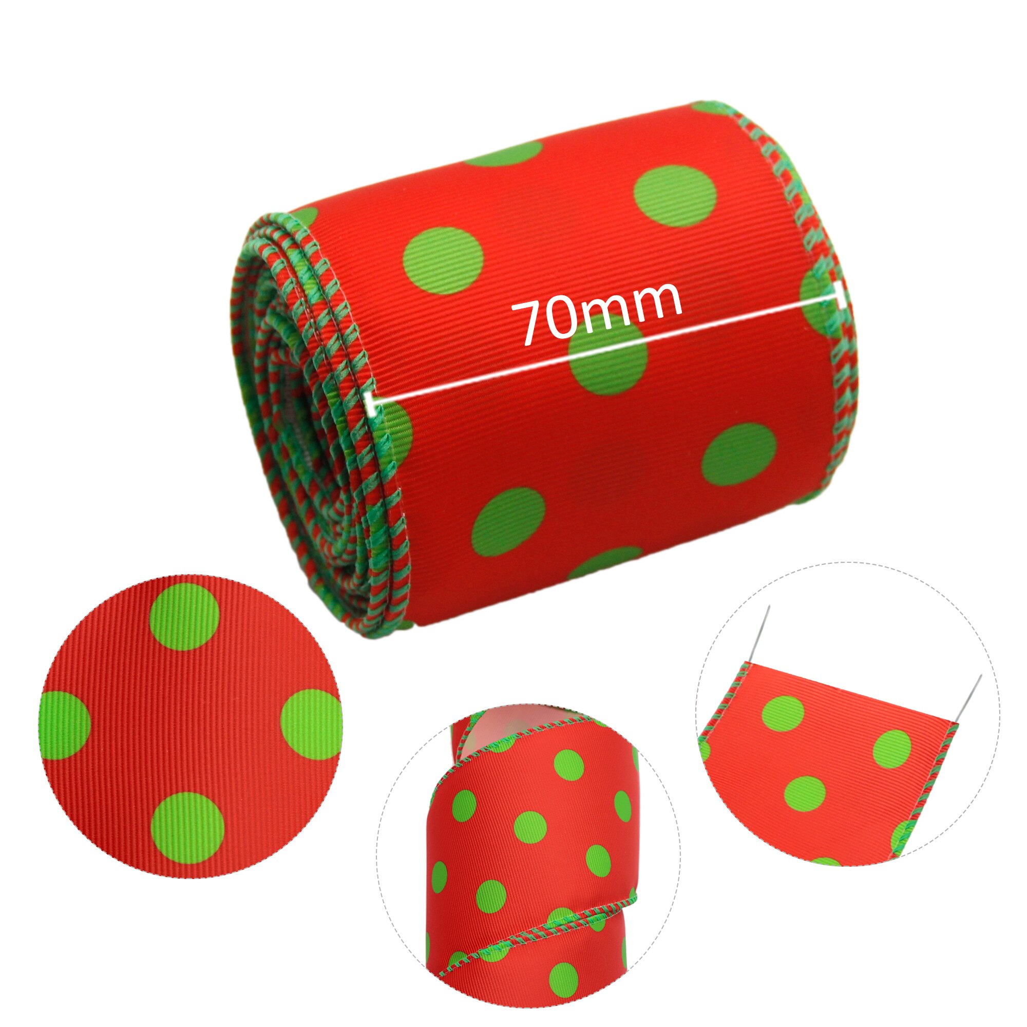 50yards Christmas Theme Wire Edge Grosgrain Ribbon，Making Home Textile Party Decor,50Yc13507: 1116844001