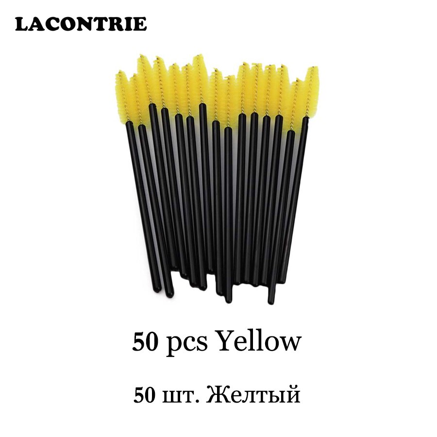 Wimpers Cosmetische Borstels Voor Wimper Extension Wenkbrauw Applicator 50/100 Pcs Individuele Wegwerp Lash Lash Lift Borstels: 50pcs Yellow