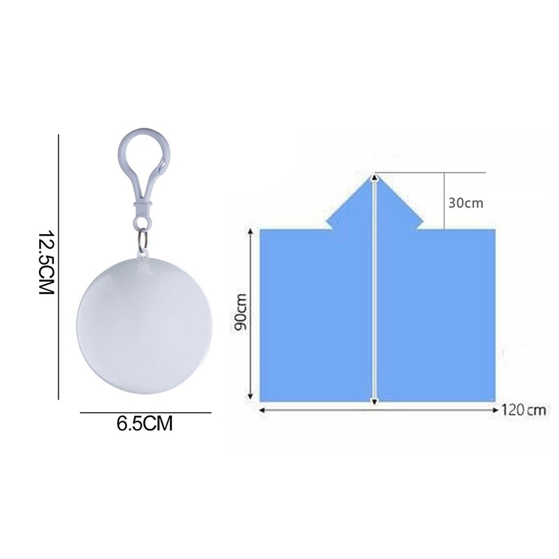 Bærbar regnfrakke bold vandtæt udendørs regntøj engangs camping hætte regn ponchos bold plast regnslag bold med krog