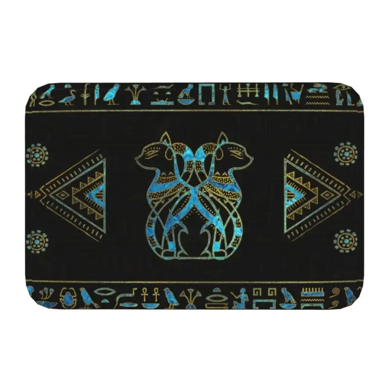 Alte ägyptische Götter und Hieroglyphen Haustür matt rutsch feste saugfähige ethnische Ägypten Fuß matt Wohnzimmer Eingang Teppich Teppich: Grün