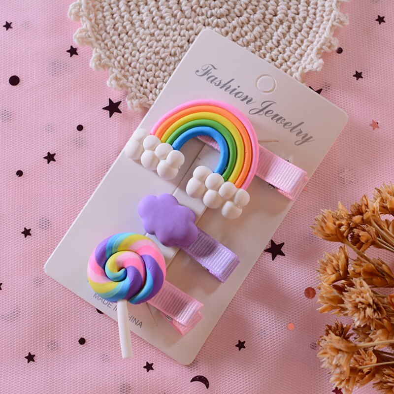3 uds Piruleta de arcoíris para niños horquilla accesorios de lindos una variedad de colores de caramelo para elegir, de cumpleaños para bebés