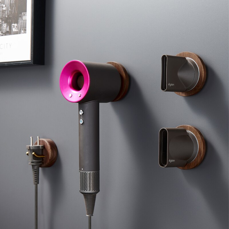 Muur Gemonteerde Haardroger Houder Set Voor Dyson Massief Houten Föhn Beugel Stand Badkamer Sets Rack Organizer Planken Voor muur