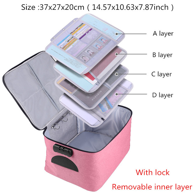 Large Briefcase Document Bag Waterproof Business Official Seal Organizer Files Folder Ticket Card Travel Office Accessories Item: F Pink