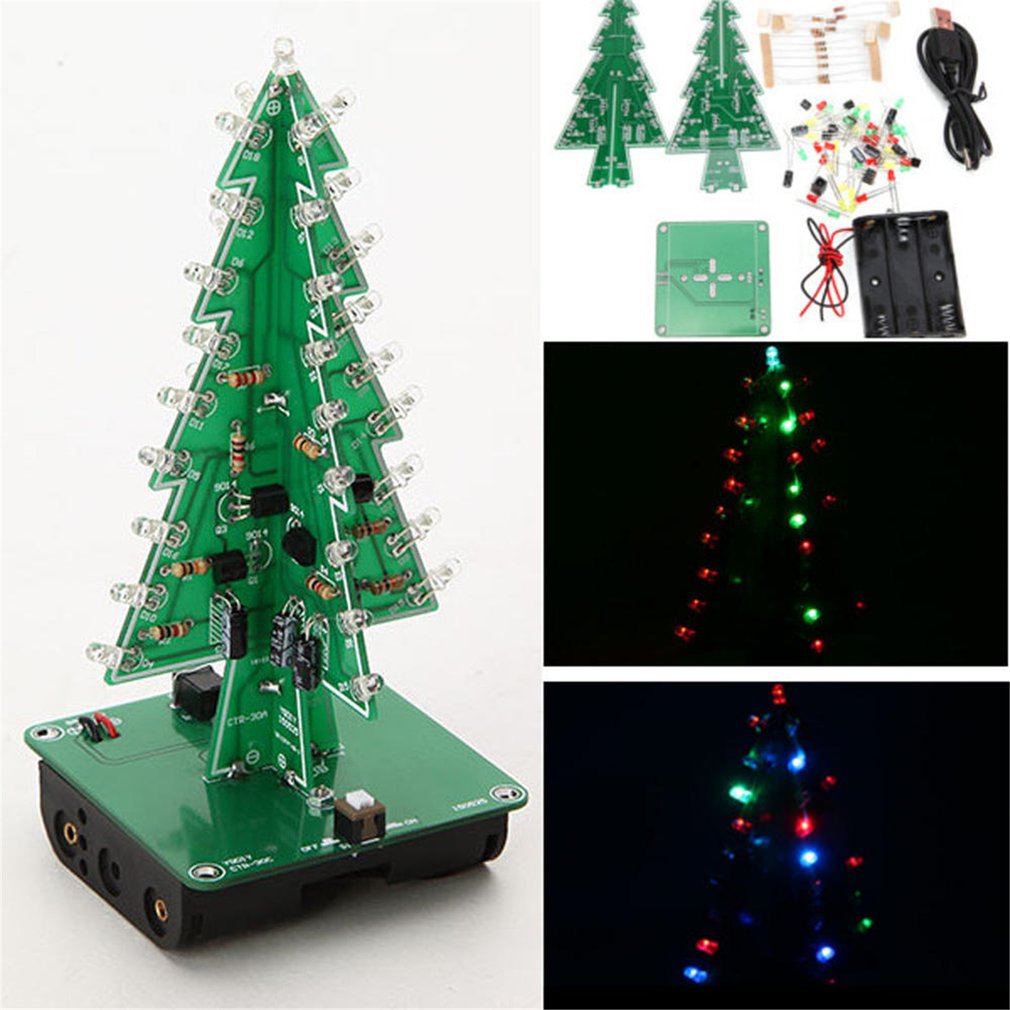 7 Kleur Flash Kerstboom Onderdelen Kit Diy Led 3D Kerstboom Printplaat Module Met Led-verlichting Self-vergrendeling Schakelaar