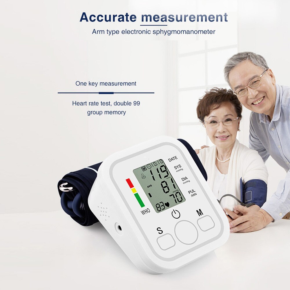 Monitor Portátil de Presión Arterial, tensiómetro Electrónico, Mini Medidor tipo Banda de Brazo, Esfigmomanómetro Doméstico, Tonómetro Compacto y Preciso