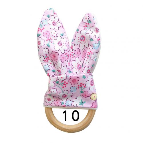 1Pcs Baby Bijtring Houten Ring Baby Bunny Oor Bijtring Kinderziektes Speelgoed Veilig Rustgevende Chew Douche Dental Oefening Speelgoed: 10