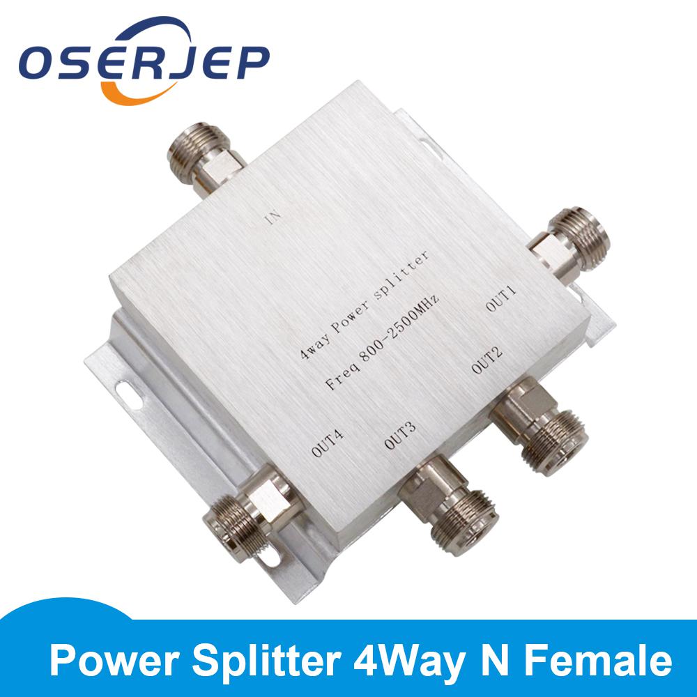 RF Coaxial Splitter 1 to 2/3/4/8 Way Power Splitter 380-2500MHz Signal Booster Divider 50ohm N female splitter Connect Cable: 1 To 4Way N  Female