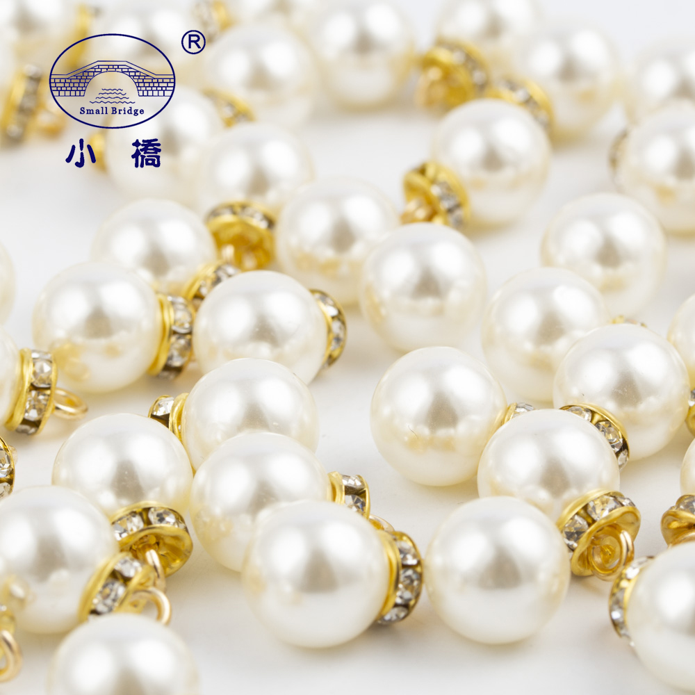 20 PCS Glitter Naaien Steentjes Voor Kleding Losse Decoratieve Steentjes Witte Parels Met Gouden Gesp Op Jurk S147