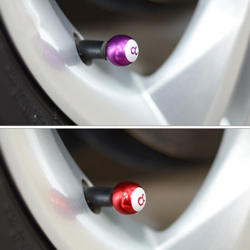 4 sztuk/zestaw uniwersalny aluminium samochodów zawór czapki kreatywne bilard czarny 8 koła czapki pyłoszczelna ze stali nierdzewnej czapki dla samochodów motocykl opon