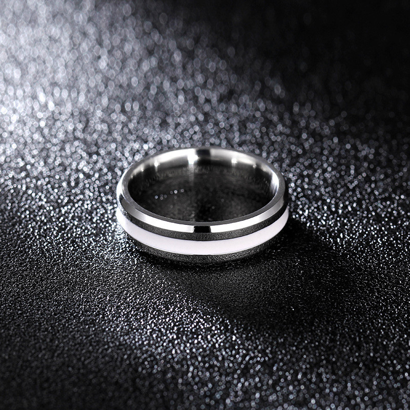 Minimalistische Zwart Wit Kleur Olie Wedding Bands Ring Voor Vrouwen Mannen Sieraden 4/6 Mm Rvs Engagement Paar ring Anniversa