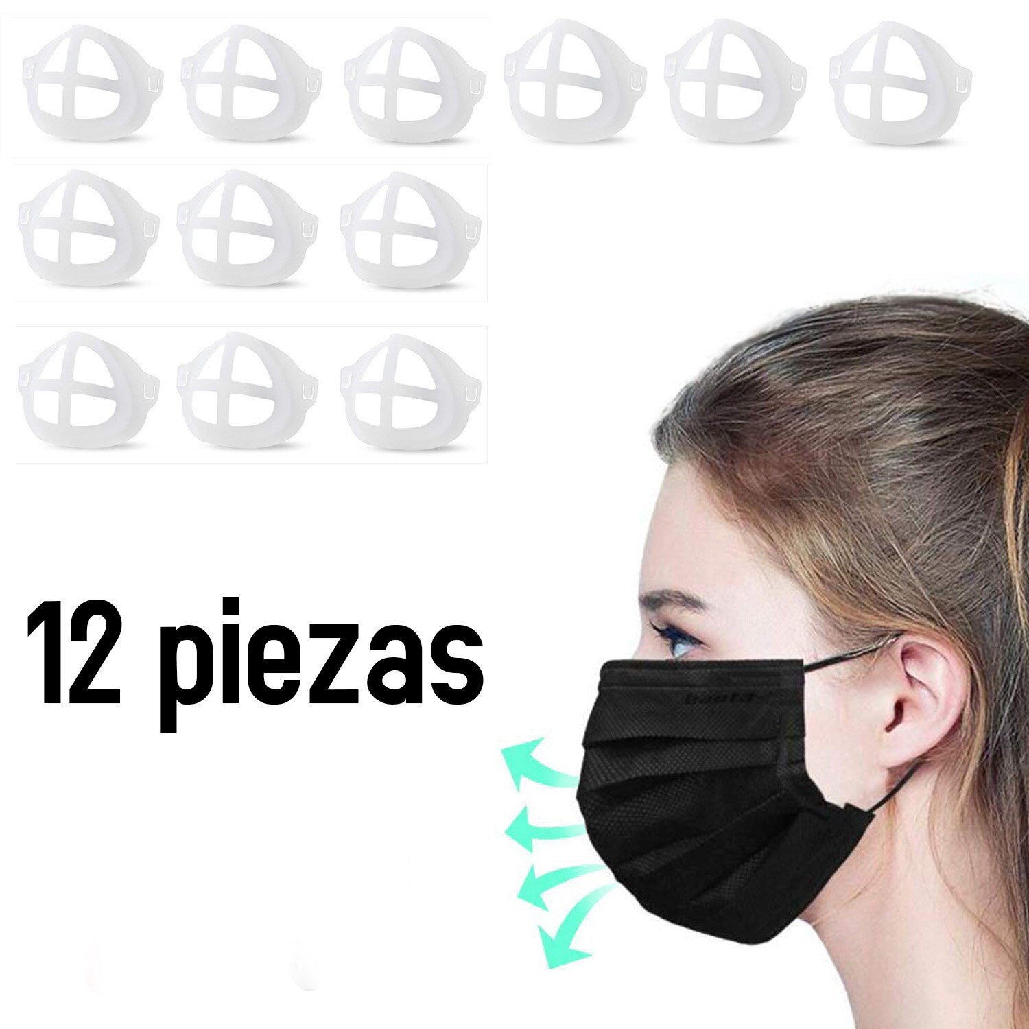 Fureinstore Pack Soporte para Mascarilla Mejor Respiración y Sujetador para Mascarillas Marco de Soporte Interno para Máscara: 12 Piezas