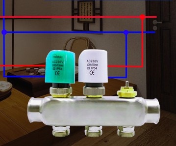 Actuador térmico eléctrico normalmente abierto, 230v, 220v, para colector, válvula de calefacción bajo el suelo, calefaccion, suelo radiante, actuador