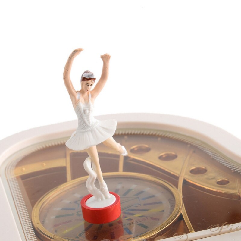 Music Box Boutique with Dancing Girl Classical Day White Gold Piano Song home ornaments or birthday