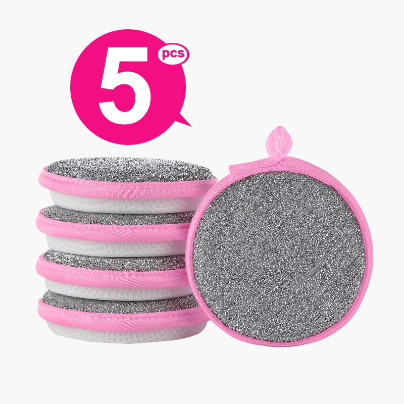 Double Side Dishwashing Sponge Dish Washing Brush Pan Pot Dish Wash Sponges Household Cleaning Reusable Kitchen Tools: Brown