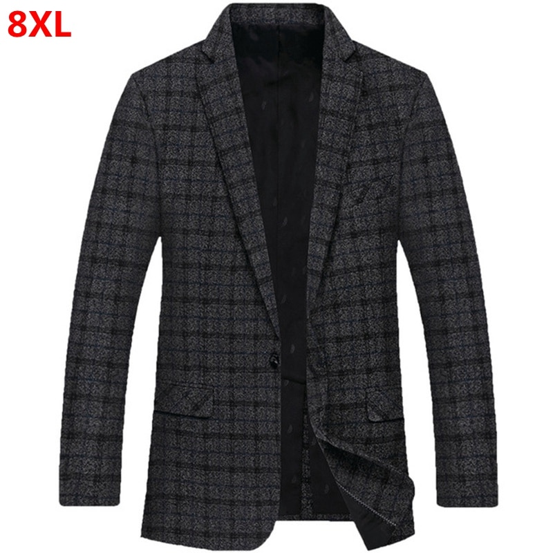 Frühling neue männer Blazer 8XL Plus größe verlieren lässig karierten anzug große größe jacke flut Western-stil kleidung