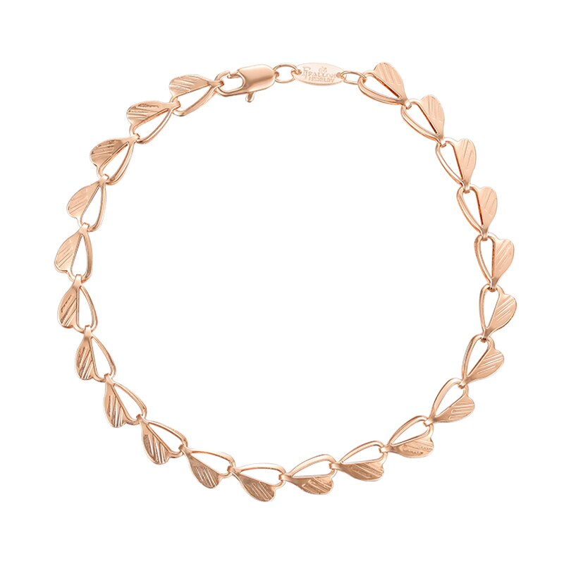 Fj Mannen Vrouwen 585 Rose Goud Kleur Wave Curb Smart Armband Link Bead Chain Sieraden