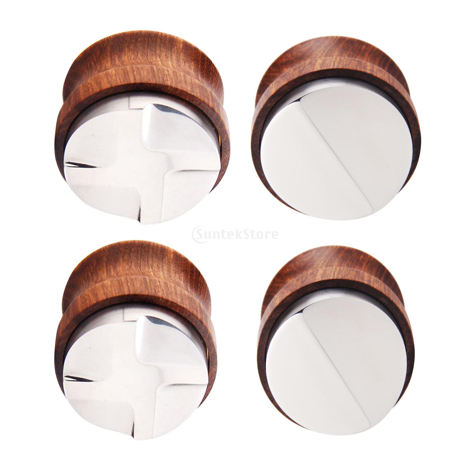 51Mm/53Mm Koffie Tamper Rvs Espresso Distributie Tool, Roestvrij Staal Base, Geel Palissander Handvat